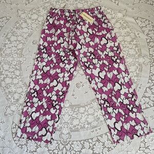 NEW Young USA. GH Trading 100% cotton Purple Heart Patterned Pajama Pants size M